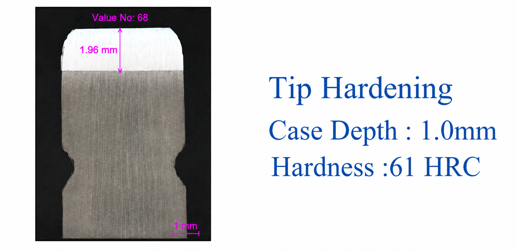 Laser Hardening Valve Tip - Case Depth: 1.0mm, Hardness: 61 HRC