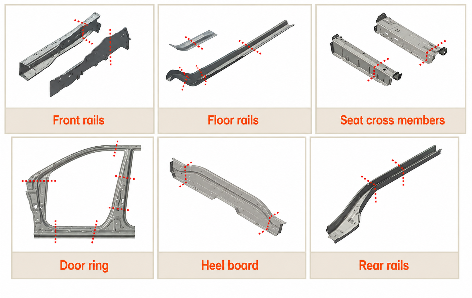 PHS Steel Part Grid (Front rails, Door ring, Rear rails)